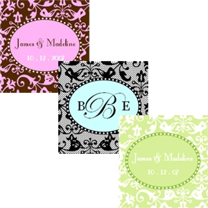 Square Damask Labels & Tags