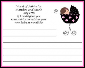 Baby In Stroller Personalized Baby Shower Advice Cards (Caucasian or African American)