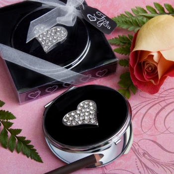 Classy Compacts Collection Heart Design Metal Compact Favors
