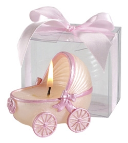 Baby Carriage Shower Candles in Pink