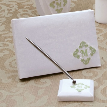 Silk Flourish Monogram Guest Book