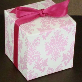 Light Pink Damask Cube Box