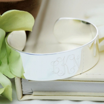Sterling Silver-Plated Monogrammed Cuff Bracelet
