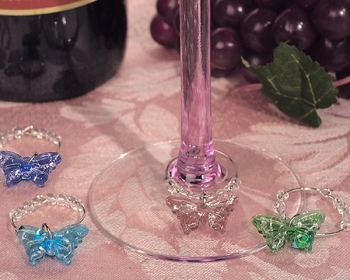 Butterfly Glass Wine Charms (Set of 4)