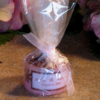 Personalized Pink & Brown Flower Mini Candle