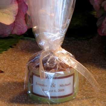 Personalized Sage Green and Brown Mini Candle