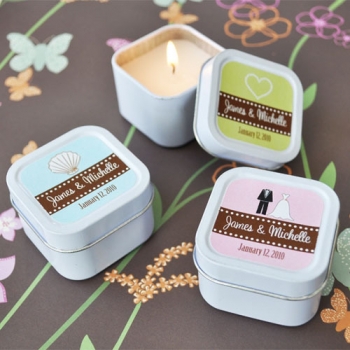 Mini Square Personalized Wedding Candles