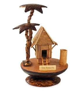 Handmade Wooden Tree Hut On Coconut Shell