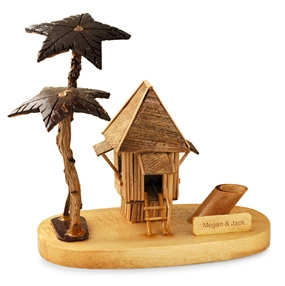 Handmade Coconut Wood House with Palm Trees