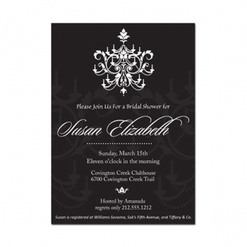 Chandelier Black Bridal Shower Invitation