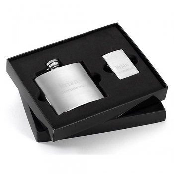 Flask and Zippo Lighter Gift Set