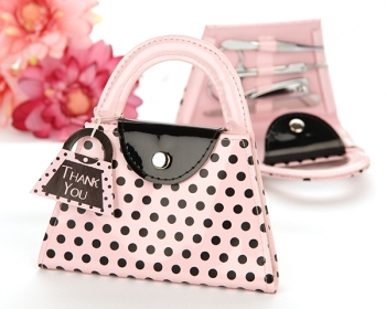 Pink Polka Dot Purse Manicure Set
