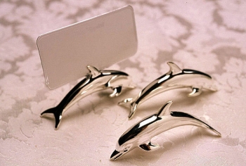 Silver Dolphin Place Card Holders