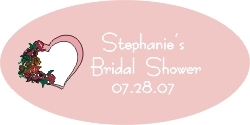 Pink Oval Label with Flowers