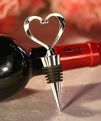 Contemporary Heart Design Chrome Bottle Stopper