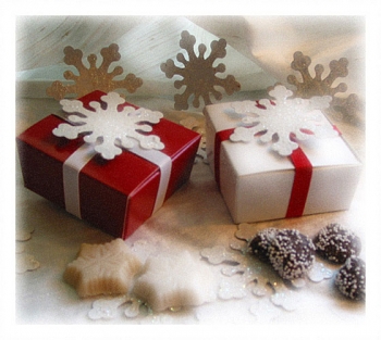 Holiday Snowflake Favors with Chocolates or Peppermint Soaps