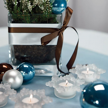 Frosted Glass Snowflake Tea Light Holders