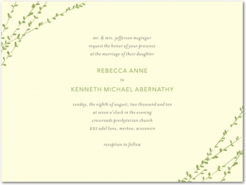 Thermography wedding invitations: Growing Vines