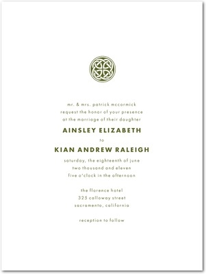 Thermography wedding invitations: Celtic Chic