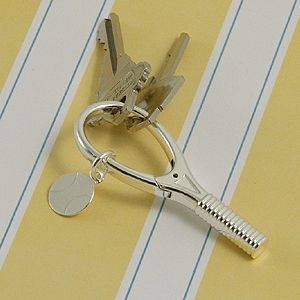 Silver Tennis Racket Keyring